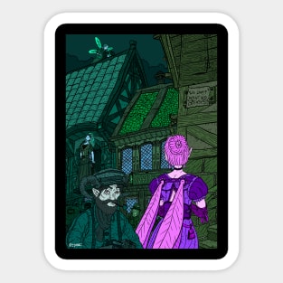 the row. fairies and fauns. fantasy city. Sticker